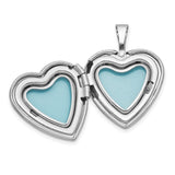 Sterling Silver Heart Locket Pendant with Pink Fish and Water Lily Design