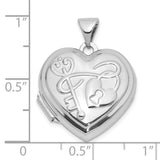 Sterling Silver Heart Locket Pendant with Key Design and Polished Finish for Women