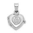 Sterling Silver Heart Locket Pendant with Raised Angel Cherub Design, Religious Keepsake Jewelry