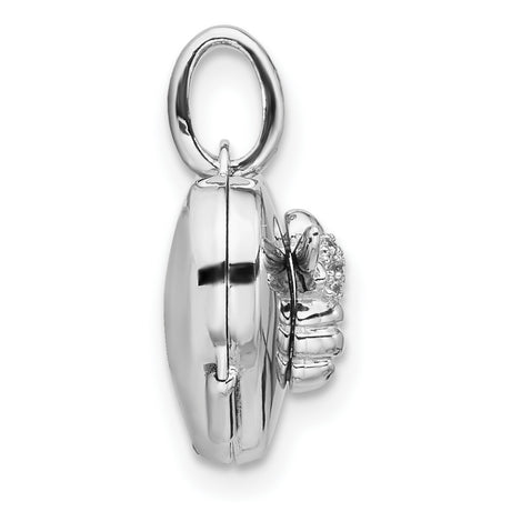 Sterling Silver Heart Locket Pendant with Cubic Zirconia, Bee and Nature Inspired Design for Women