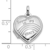 15mm Forever In My Heart Rainbow Heart Locket Charm Pendant in Real 925 Sterling Silver