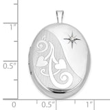 .05ct Diamond Heart Design 26mm Oval Locket Charm Pendant in Real 925 Sterling Silver