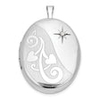 .05ct Diamond Heart Design 26mm Oval Locket Charm Pendant in Real 925 Sterling Silver