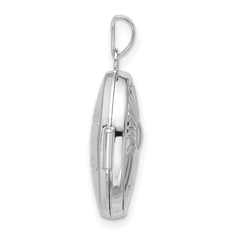 Sterling Silver Oval Locket Pendant with Rising Sun and Footprints Design