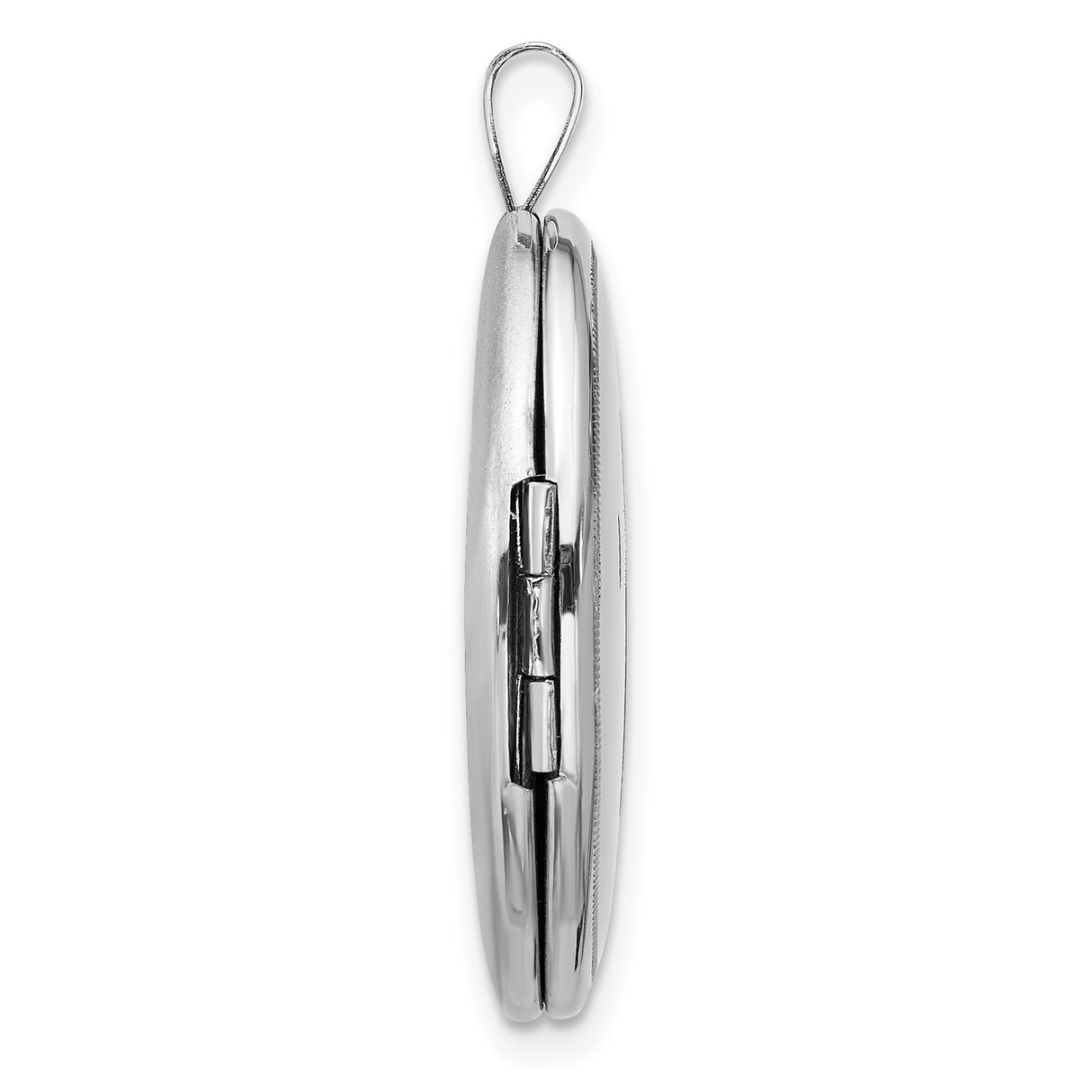 Sterling Silver Cross Pendant with Oval Locket Design, Mirror Finish, Religious Charm