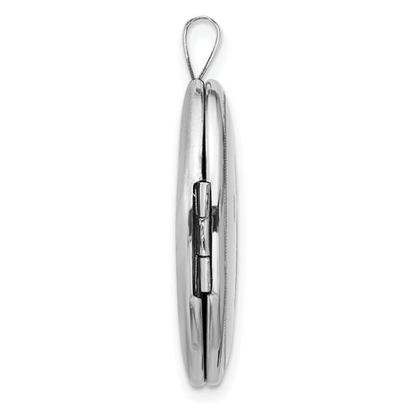 Sterling Silver Cross Pendant with Oval Locket Design, Mirror Finish, Religious Charm