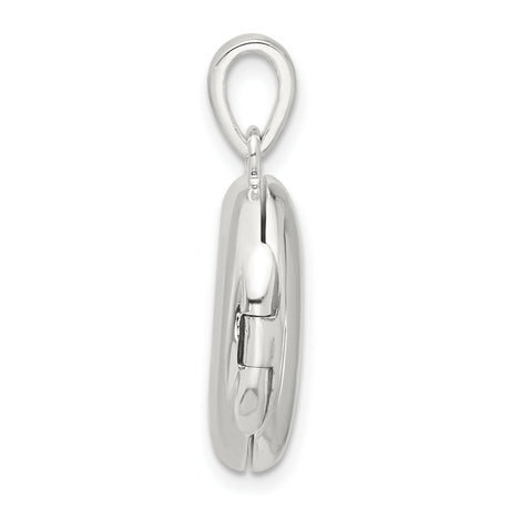 Sterling Silver Oval Locket Pendant with Cubic Zirconia North Star Design