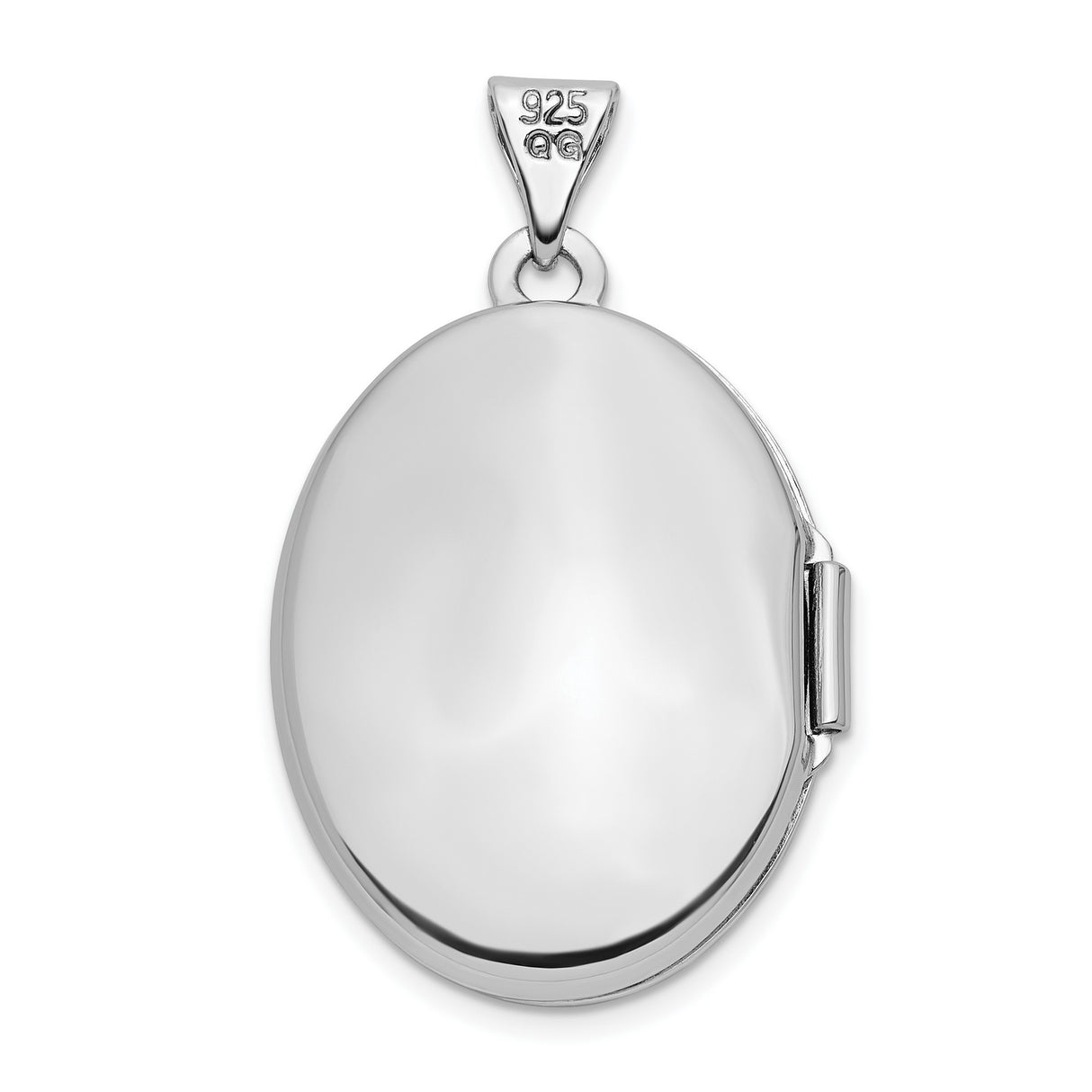 Sterling Silver Oval Locket Pendant with Cubic Zirconia Halo, Polished Keepsake Jewelry for Women