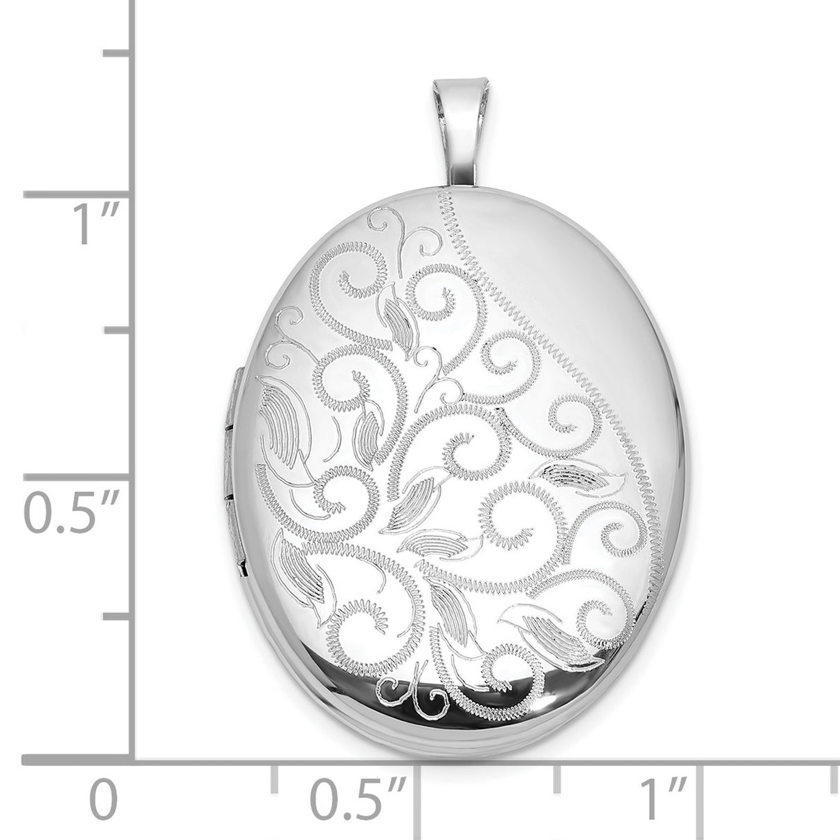 Polished Filigree 26mm Oval Locket Charm Pendant in Real 925 Sterling Silver