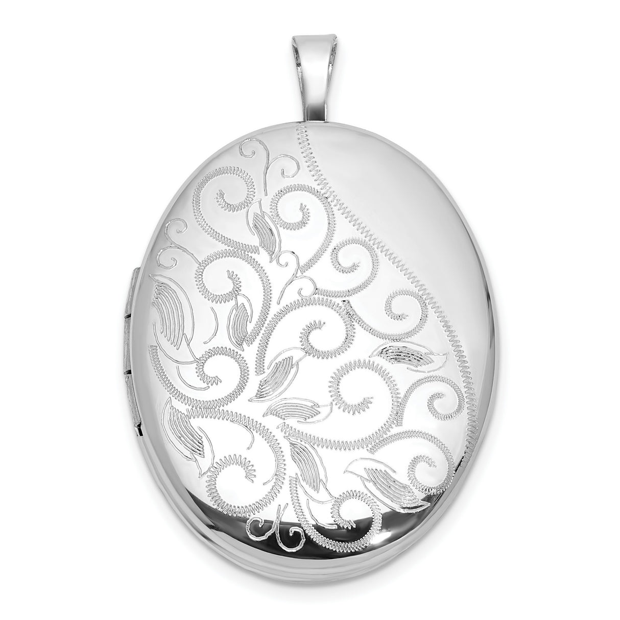 Polished Filigree 26mm Oval Locket Charm Pendant in Real 925 Sterling Silver
