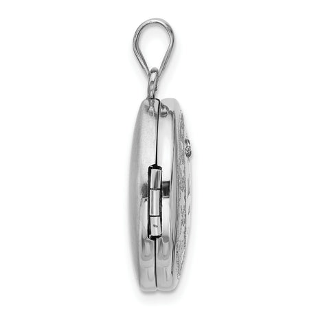 Sterling Silver Locket Pendant with Cubic Zirconia, Crescent Moon and Stars, Mom Keepsake Jewelry
