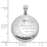Sterling Silver Locket Pendant with Cubic Zirconia, Crescent Moon and Stars, Mom Keepsake Jewelry