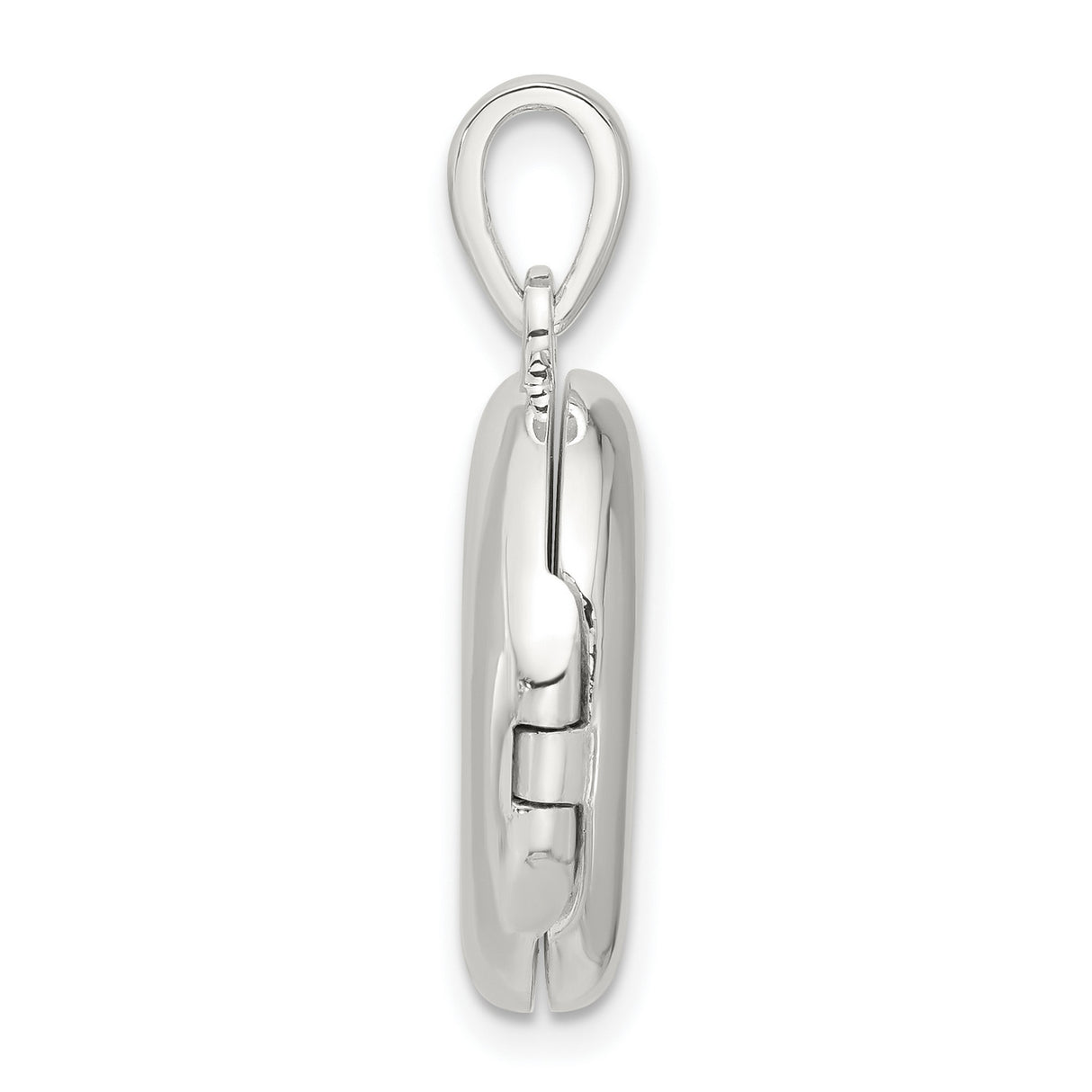 Sterling Silver Round Locket Pendant with Starburst Design and Clear Center Stone
