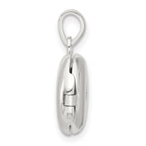 E-coated CZ 14mm Round Locket Charm Pendant in Real 925 Sterling Silver