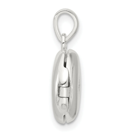 E-coated CZ 14mm Round Locket Charm Pendant in Real 925 Sterling Silver