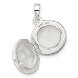 E-coated CZ 14mm Round Locket Charm Pendant in Real 925 Sterling Silver