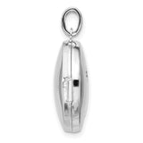 Sterling Silver Round Locket Pendant with Diamond, Crescent Moon and Star Celestial Design