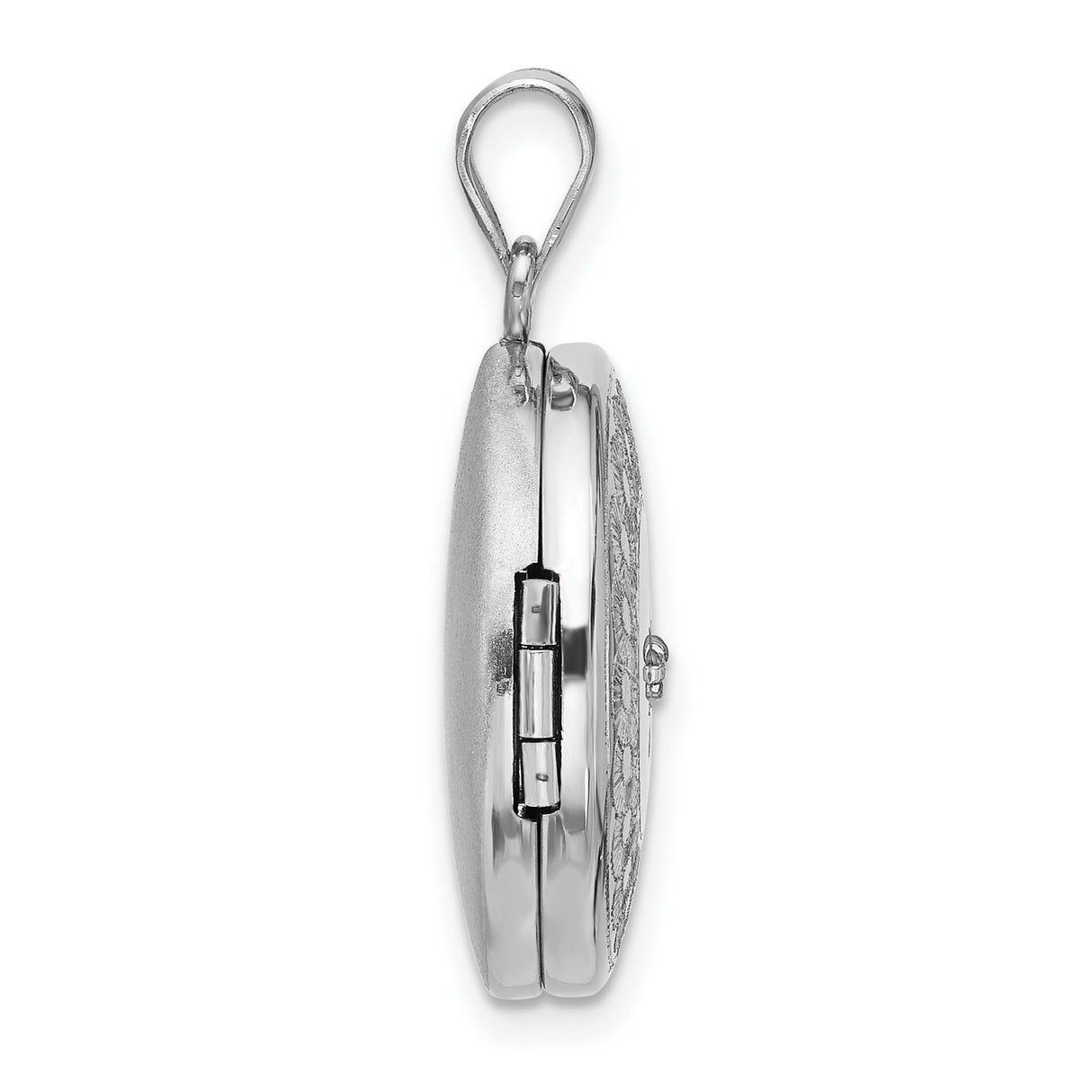 Sterling Silver Locket Pendant with Diamond, Compass Rose Design, Photo Keepsake