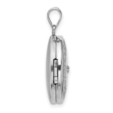 Sterling Silver Locket Pendant with Diamond, Compass Rose Design, Photo Keepsake