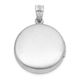 .05ct Diamond Epoxy Roses 20mm Round Locket Charm Pendant in Real 925 Sterling Silver