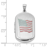 Sterling Silver Flag Locket Pendant with Enameled American Flag Design, Patriotic Jewelry
