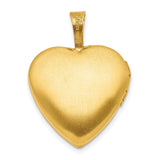 Gold Filled Polished Textured Diamond 16mm Floral Heart Locket Charm Pendant in Real  Yellow Gold