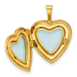Gold Filled Polished Textured Diamond 16mm Floral Heart Locket Charm Pendant in Real  Yellow Gold
