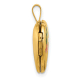 Gold Filled Polished Epoxy 16mm Floral Cross Heart Locket Charm Pendant in Real  Yellow Gold