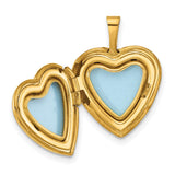 Gold Filled Polished Epoxy 16mm Floral Cross Heart Locket Charm Pendant in Real  Yellow Gold