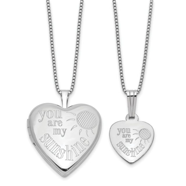YOU ARE MY SUNSHINE Mother Daughter Locket Set Charm Pendant in Real 925 Sterling Silver