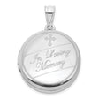 Sterling Silver Memorial Locket Pendant with Cross Engraving and In Loving Memory Message