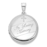 Sterling Silver Memorial Locket Pendant with Cross Engraving and In Loving Memory Message