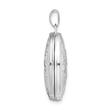 Sterling Silver Oval Locket Pendant with Floral Scroll Design, Vintage Keepsake Jewelry