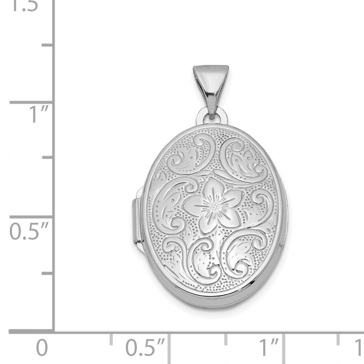 Oval Floral Locket Charm Pendant in Real 925 Sterling Silver