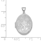 Oval Floral Locket Charm Pendant in Real 925 Sterling Silver