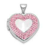Sterling Silver Heart Locket Pendant with Pink Crystal Accents, Romantic Keepsake Jewelry for Women