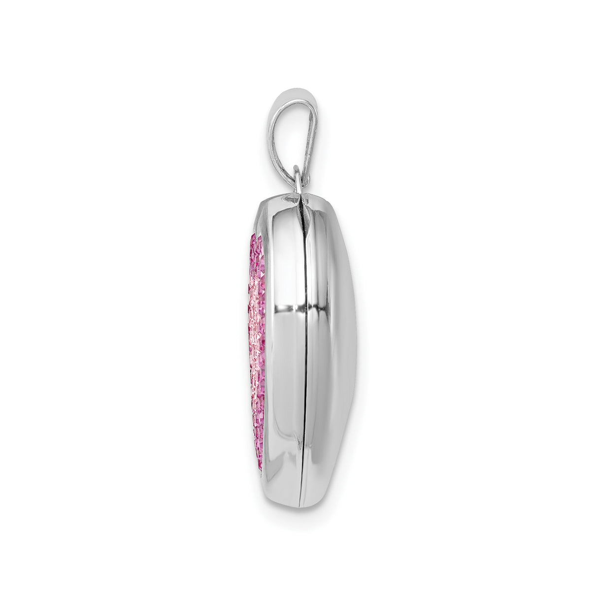 Sterling Silver Heart Locket Pendant with Pink and Magenta Crystals, Double Heart Design