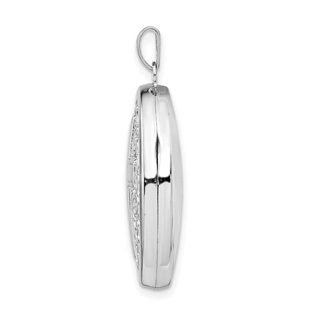 Sterling Silver Cross Locket Pendant with Oval Filigree Design, Christian Faith Jewelry