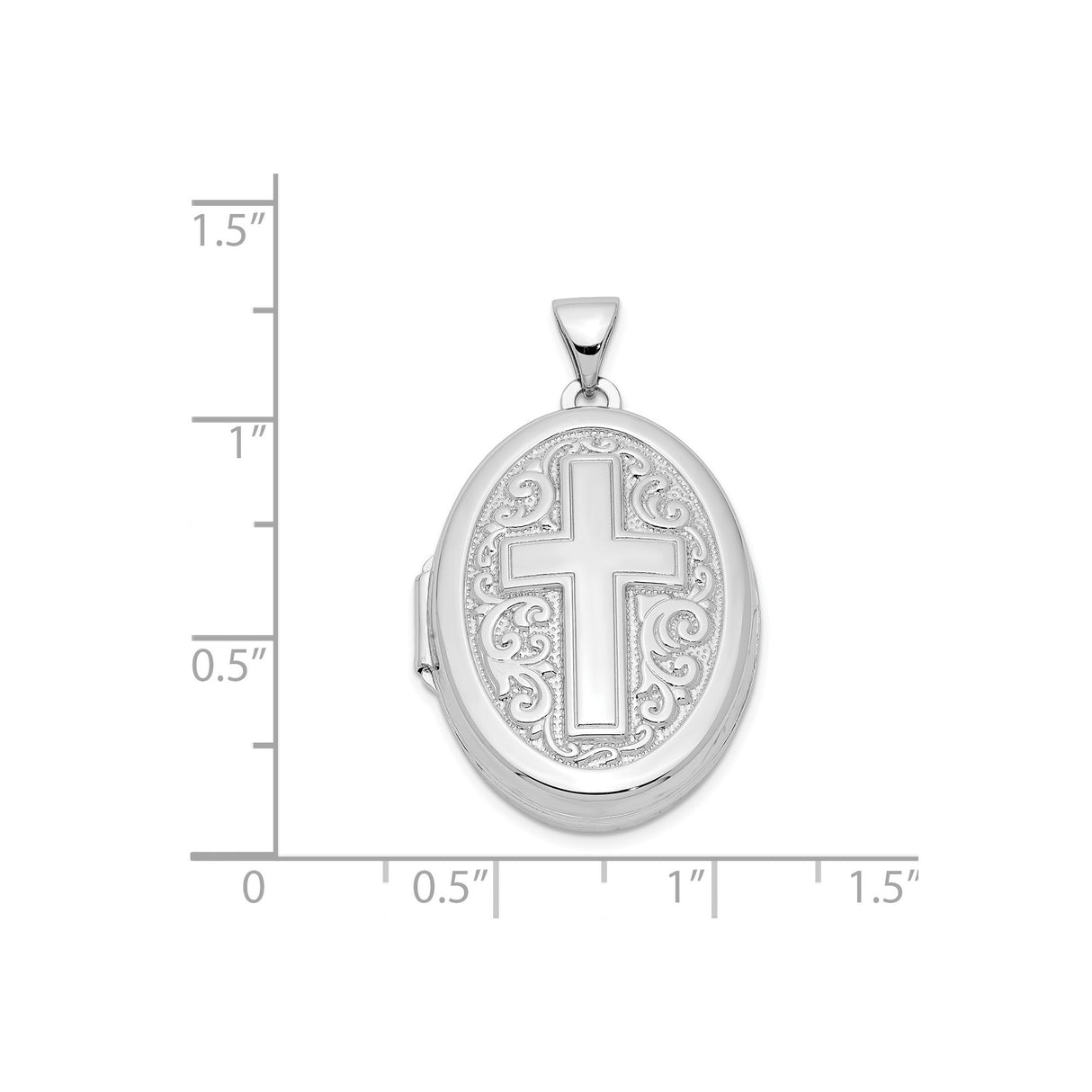 Sterling Silver Cross Locket Pendant with Oval Filigree Design, Christian Faith Jewelry