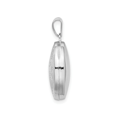 Sterling Silver Oval Locket Pendant with Floral Scroll Design, Vintage-Inspired Keepsake Jewelry