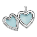 24mm Enameled Rose Heart Locket Charm Pendant in Real 925 Sterling Silver