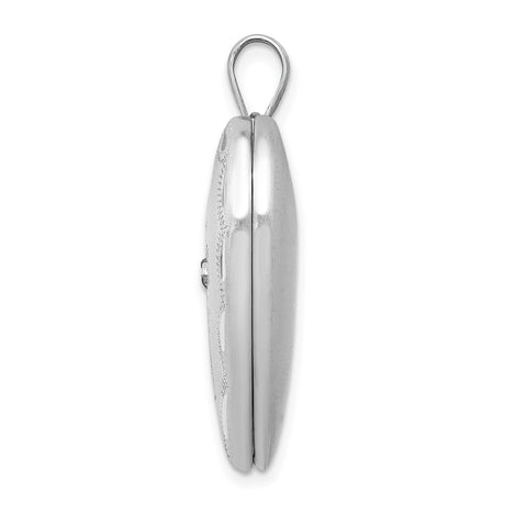 Sterling Silver Cross Pendant with Diamond Accent, Satin Finish and Textured Detail