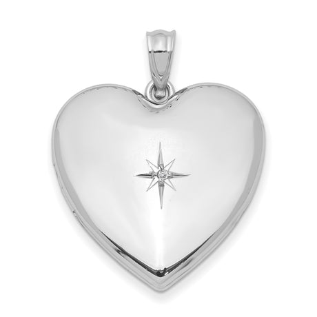 Sterling Silver Heart Pendant with Diamond Accent, North Star Engraving, Celestial Jewelry for Women