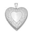 Sterling Silver Heart Locket Pendant with Floral Vine Design for Women