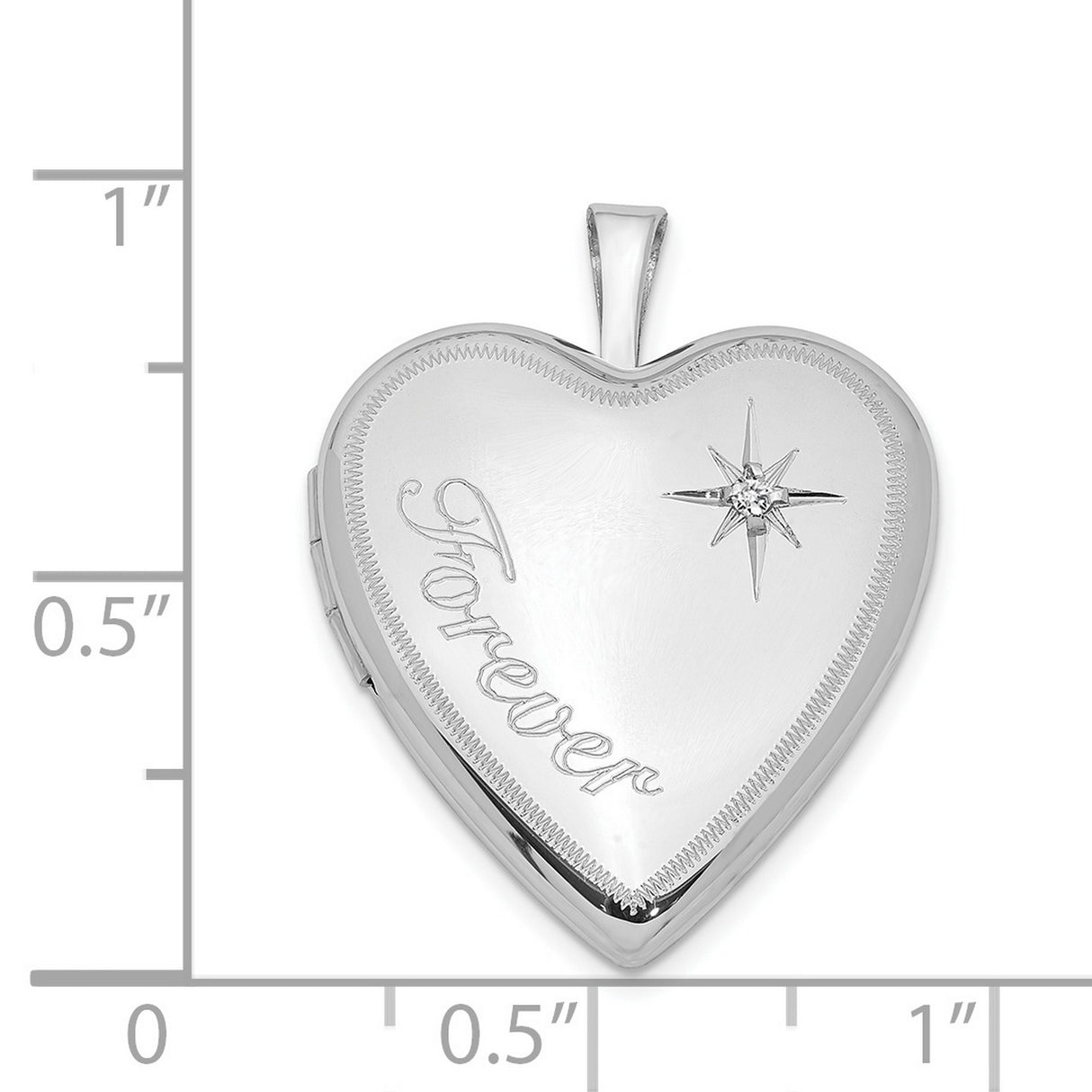 20mm Forever Diamond Star Heart Locket Charm Pendant in Real 925 Sterling Silver