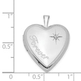 20mm Forever Diamond Star Heart Locket Charm Pendant in Real 925 Sterling Silver