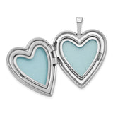 Sterling Silver Heart Locket Pendant with Pink Rose and Green Leaves, Vintage Floral Design