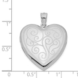 24mm Swirl Design Heart Locket Charm Pendant in Real 925 Sterling Silver