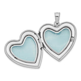 Sterling Silver Heart Locket Pendant with Rose and Pink Floral Scroll Accents