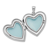 24mm Enameled Floral Mom Heart Locket Charm Pendant in Real 925 Sterling Silver